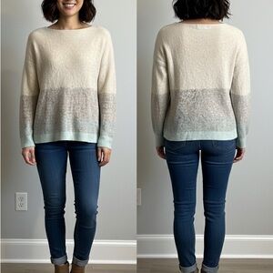 Vince Women's Cashmere Sweater in Cream and Gray Tones